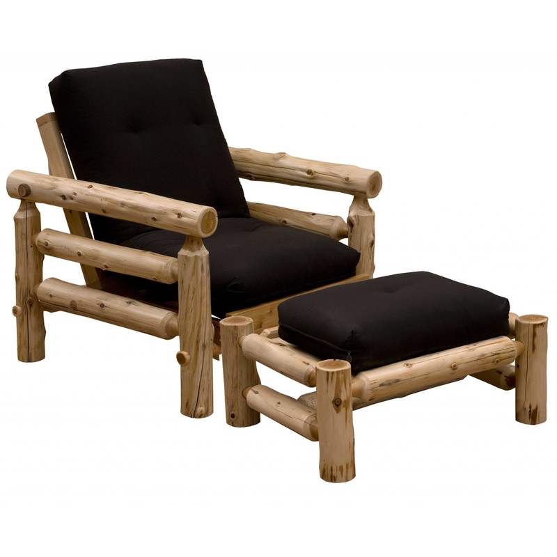 Authentic Log Cabin Natural Cedar Futon Chair And Ottoman Set By Homeroots