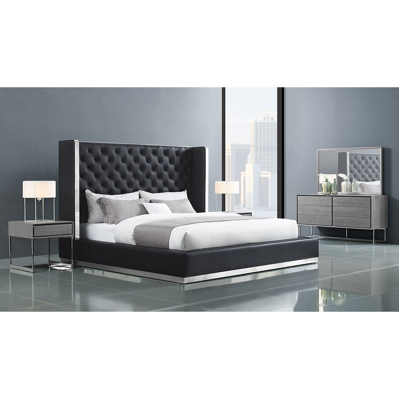 Black Faux Leather Bed King By Homeroots