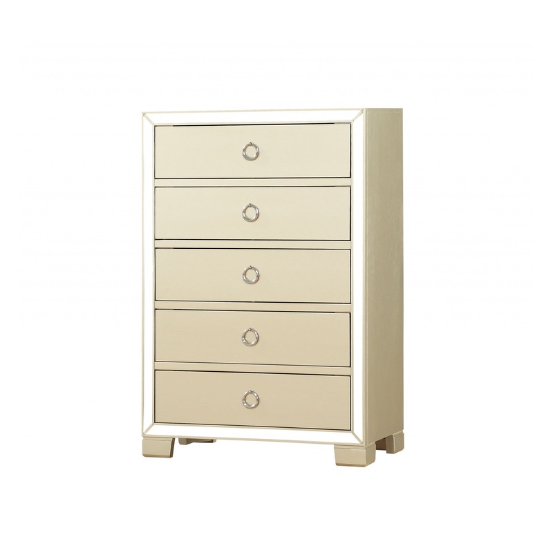 Champagne Wood Mirror Veneer Chest By Homeroots