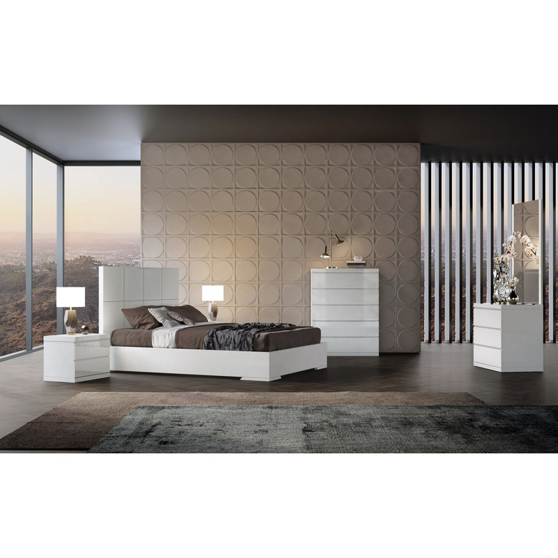 Contemporary White Queen Platform Bed By Homeroots