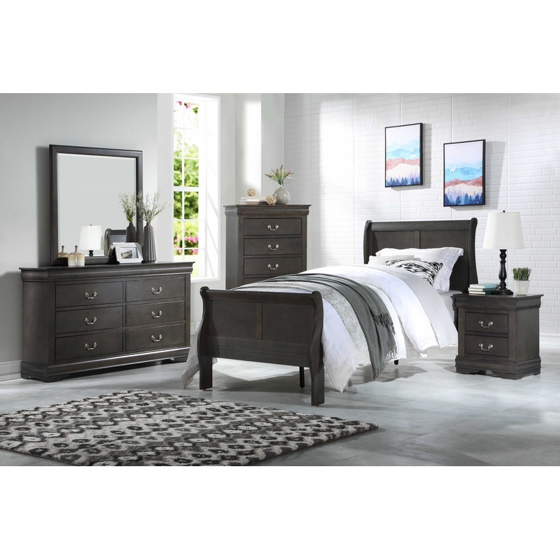 Dark Gray Wood Twin Bed By Homeroots