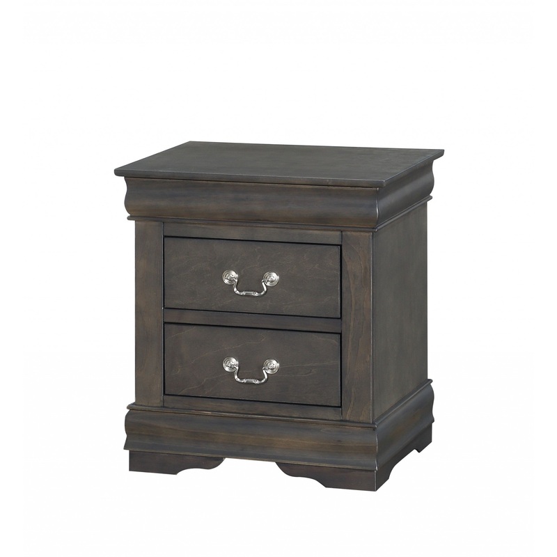 Dark Gray Wooden 2 Drawer Nightstand By Homeroots