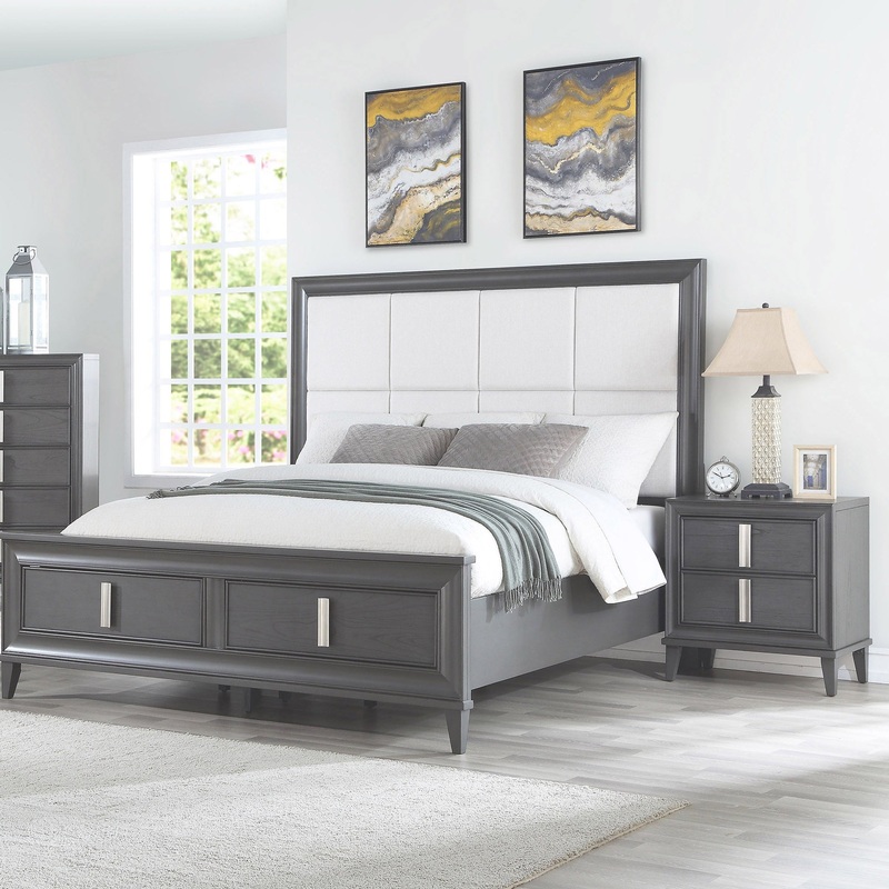 Dark Grey Contemporary 2 Drawer Nightstand By Homeroots