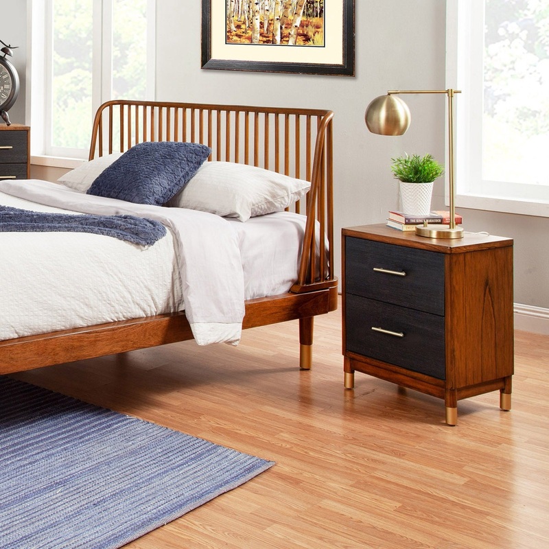 Dark Walnut And Black Mod Drawer Nightstand By Homeroots