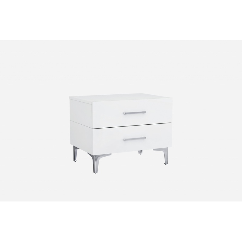Gloss White Stainless Steel Nightstand By Homeroots