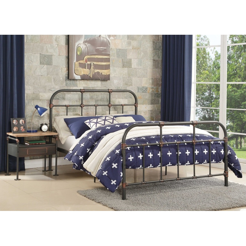 Gray Industrial Pipe Design Full Bed Frame By Homeroots