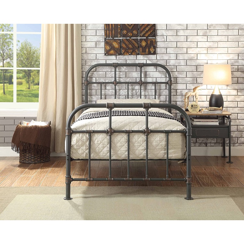 Gray Industrial Pipe Design Twin Bed Frame By Homeroots