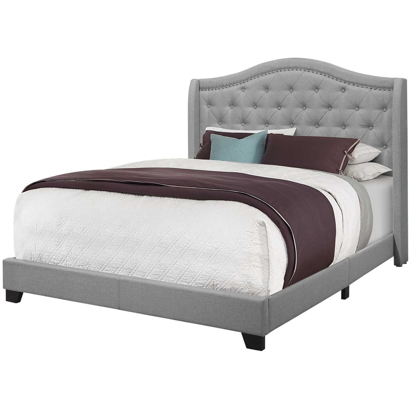 Grey Linen With Chrome Trim - Queen Size Bed By Homeroots