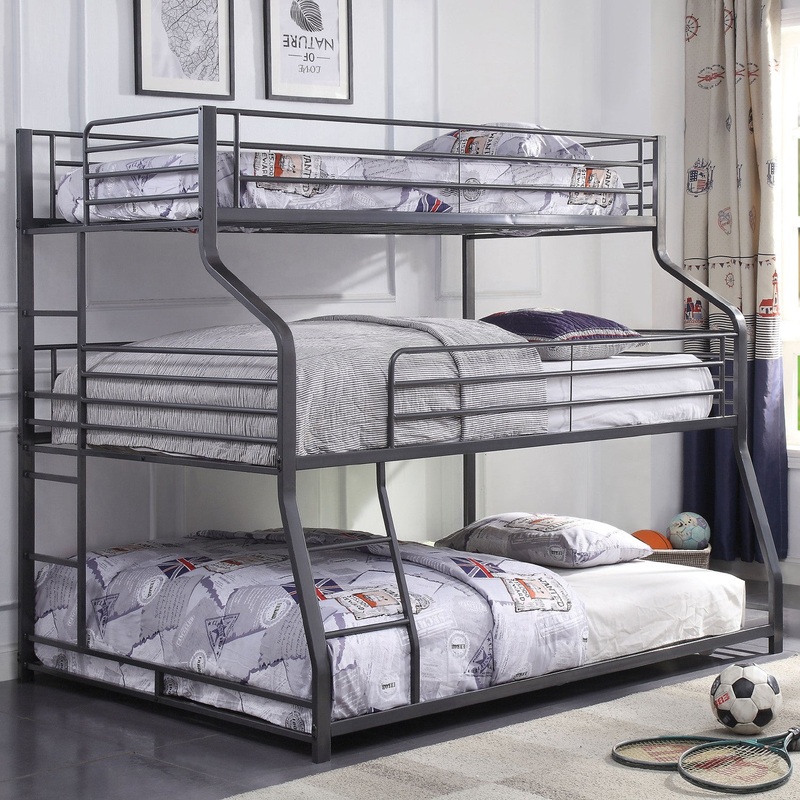 Gunmetal Metal Triple Bunk Bed Twinfullqueen By Homeroots