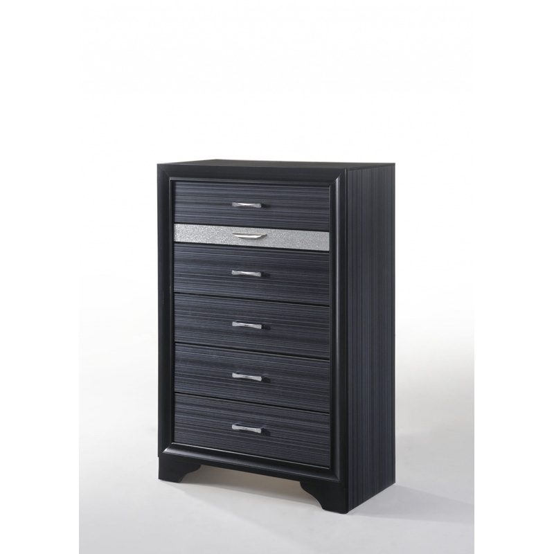 Sleek 51' Black 6 Drawer Chest Dresser By Homeroots