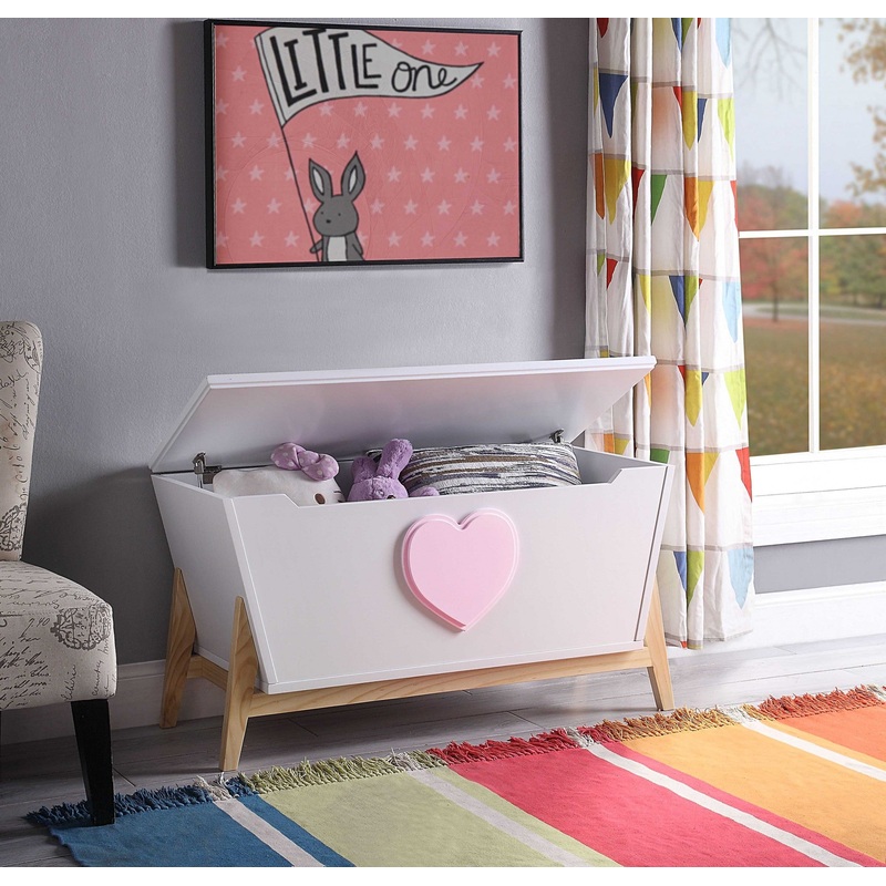 White Pink Wood Youth Chest By Homeroots