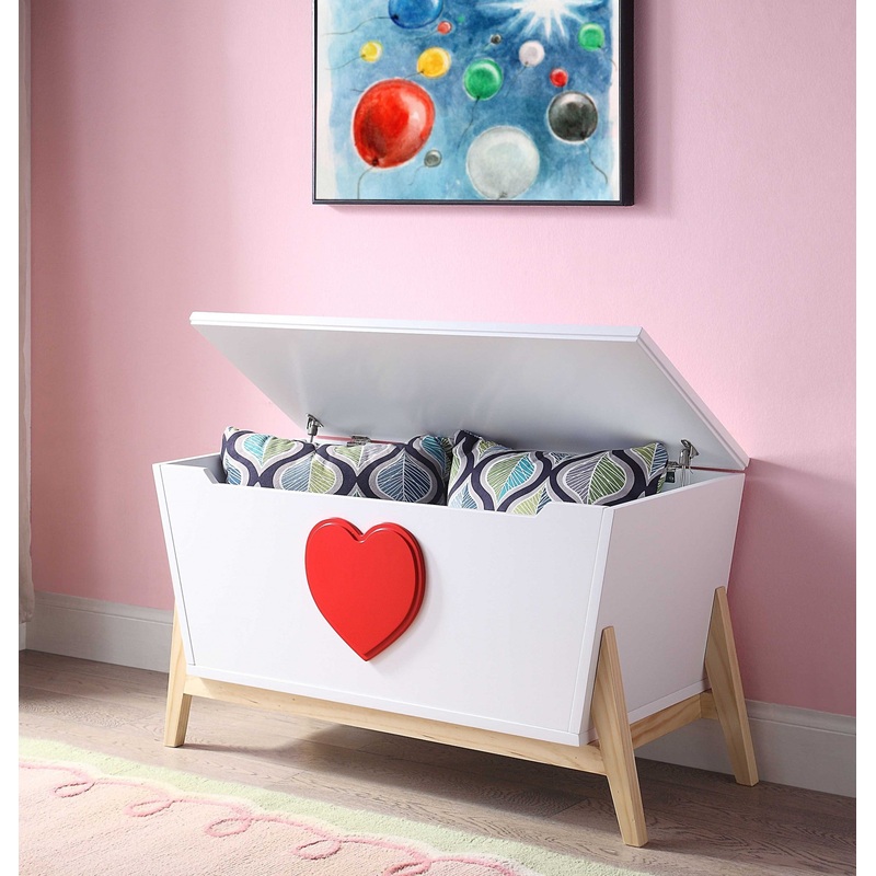 White Red Wood Youth Chest By Homeroots