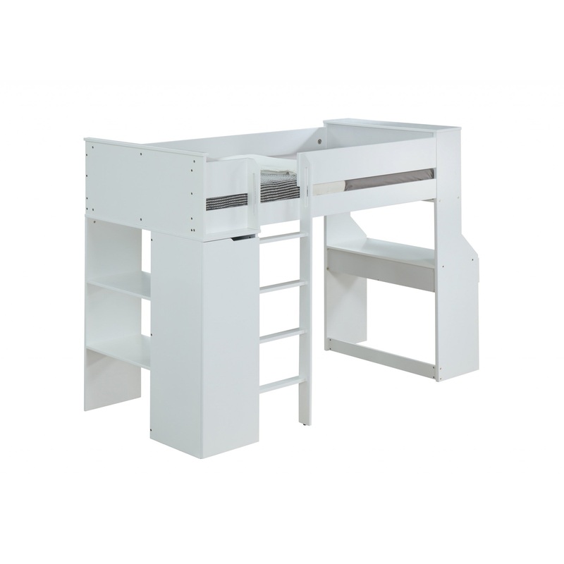 White Wood Veneer Laminated Loft Bed By Homeroots
