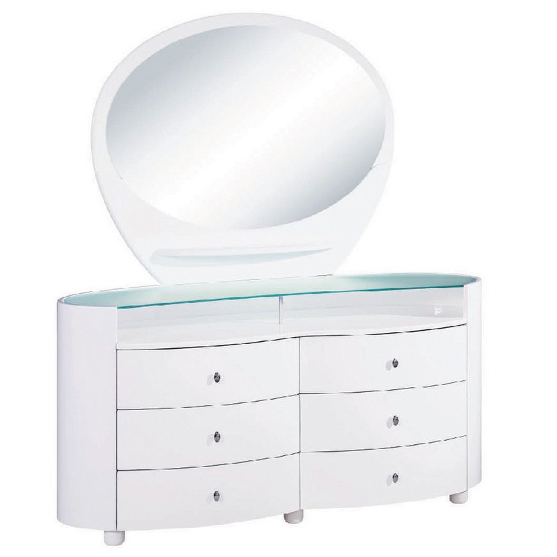 31" Sophisticated White High Gloss Dresser By Homeroots