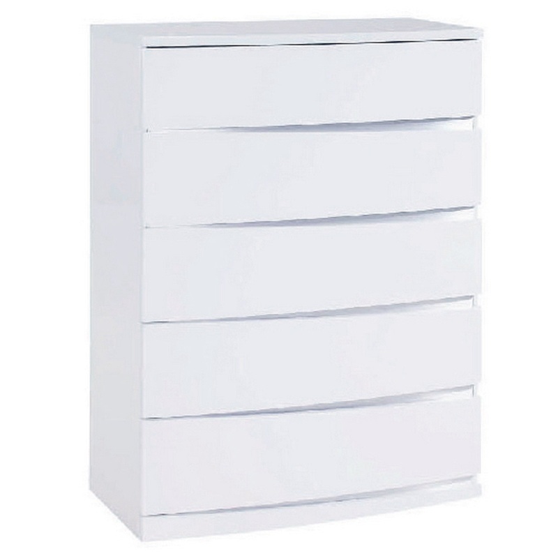 32" Exquisite White High Gloss Chest By Homeroots