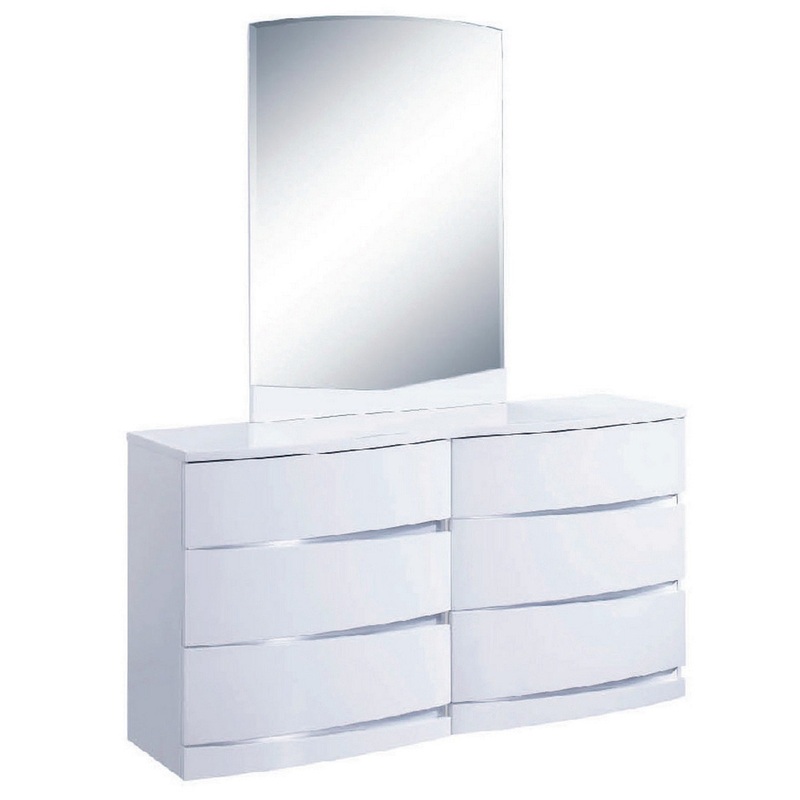 32" Exquisite White High Gloss Dresser By Homeroots