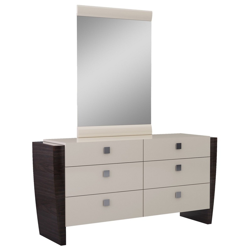 34" Refined Beige High Gloss Dresser By Homeroots