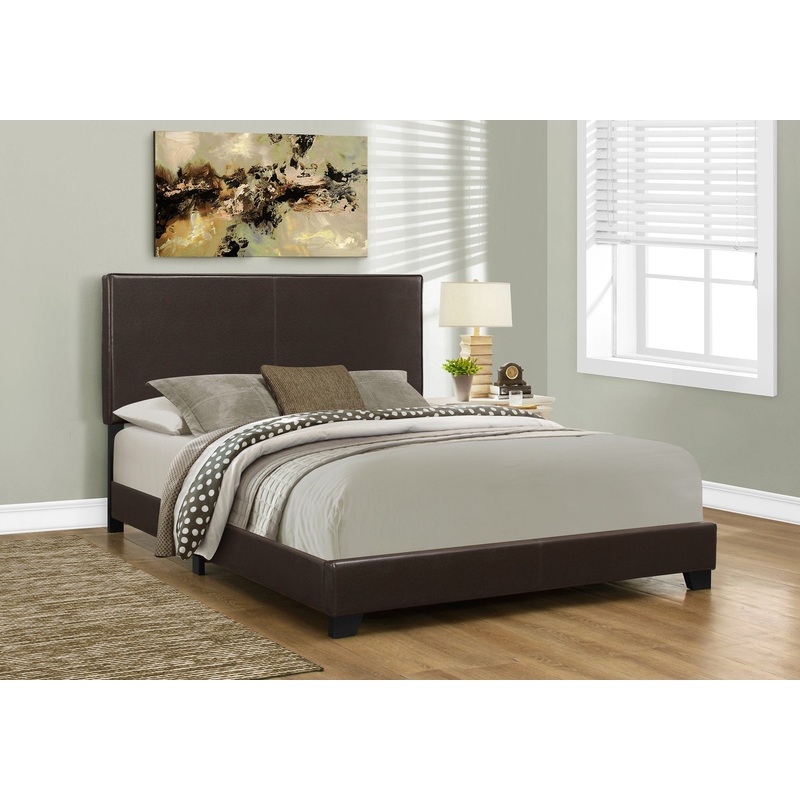 45.75" Solid Wood Mdf And Foam Queen Size Bed With Leather Look By Homeroots