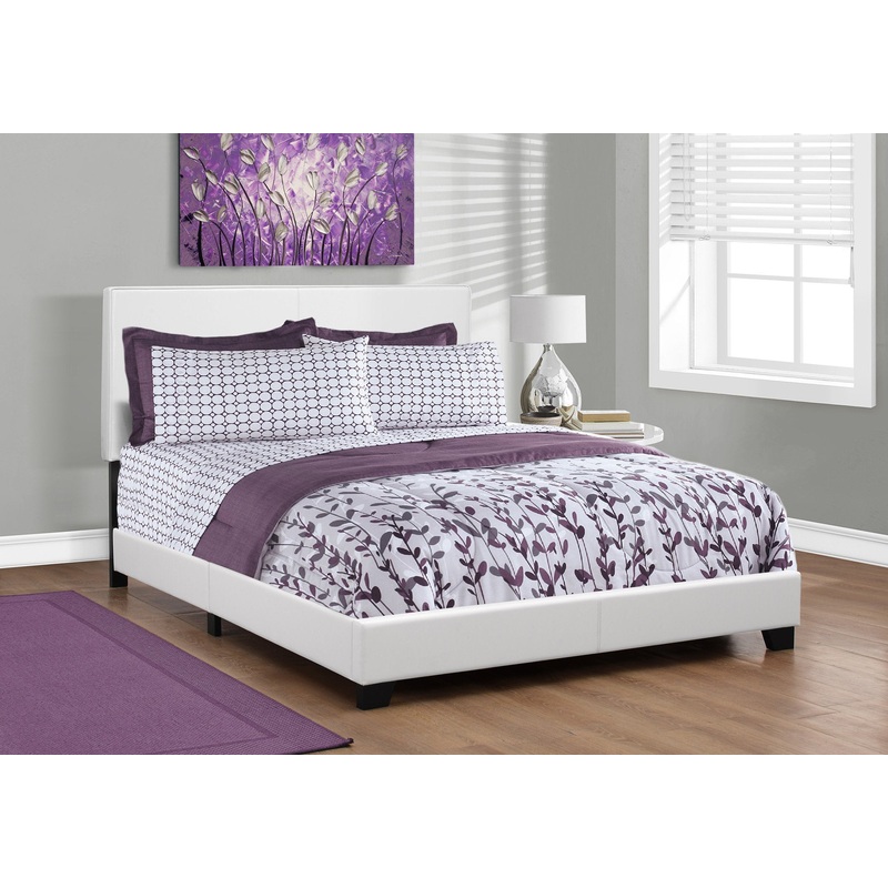 45.75" White Solid Wood Mdf And Foam Queen Size Bed With Leather Look By Homeroots