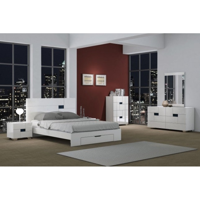 4Pc California King Modern White High Gloss Bedrooom Set By Homeroots