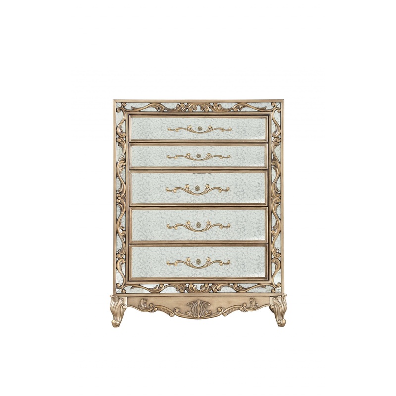 Antique Gold Wood Mirror Chest By Homeroots