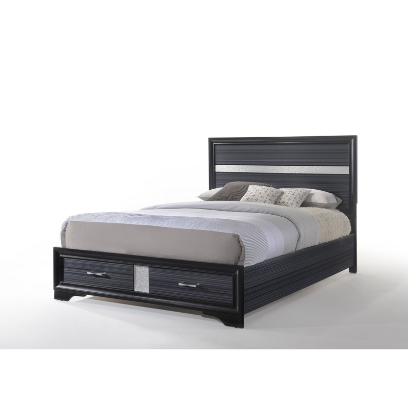 Black Wood Queen Bed Wstorage By Homeroots