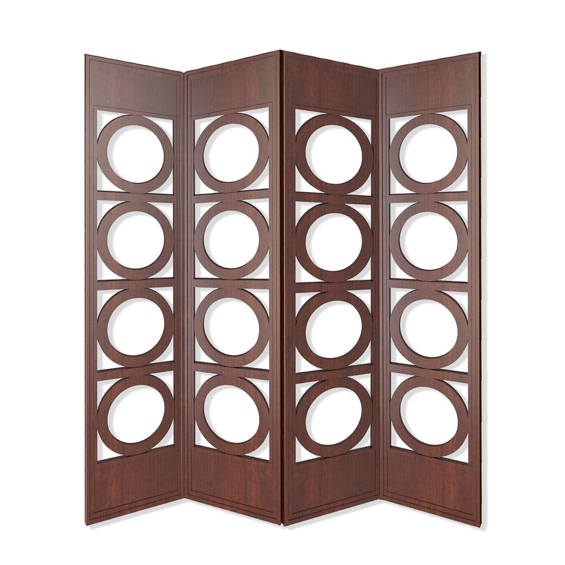 Brown 4 Panles Wood Screen By Homeroots