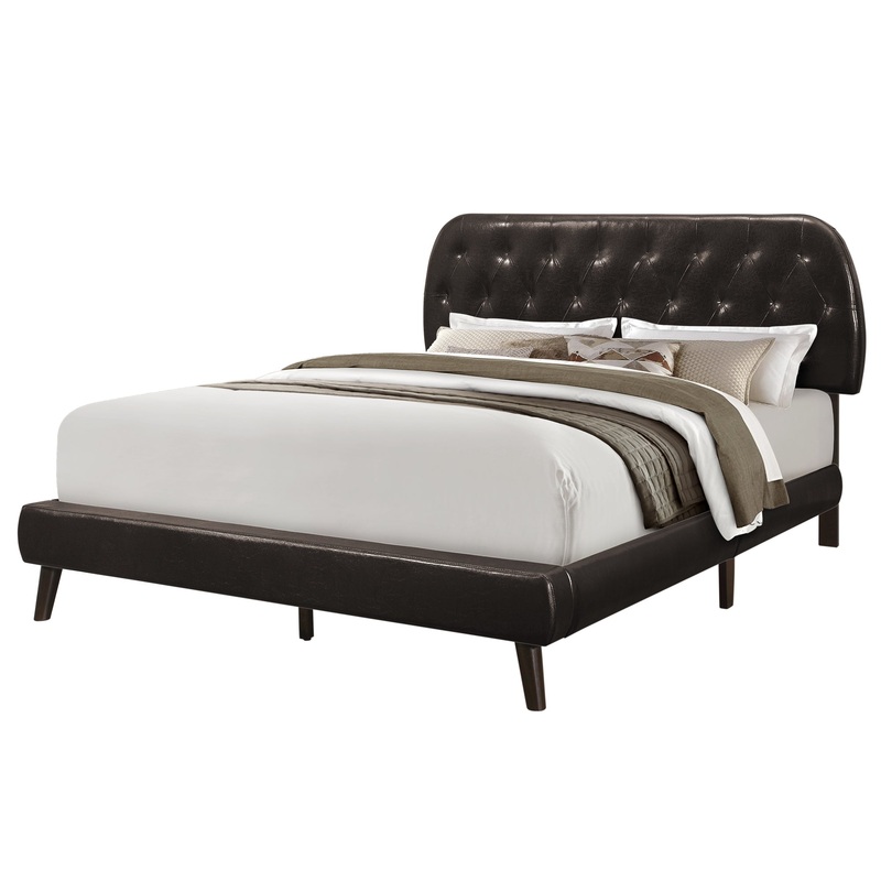 Brown Foam Solid Wood Leather Look Queen Sized Bed With Wood Legs By Homeroots