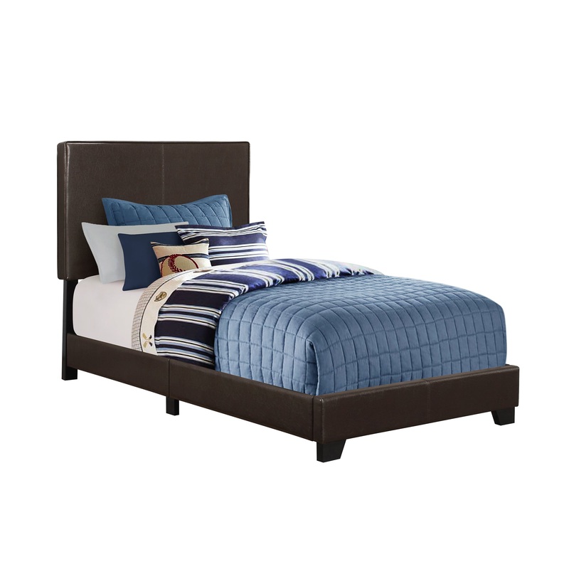 Brown Foam Solid Wood Leather Look Twin Size Bed By Homeroots