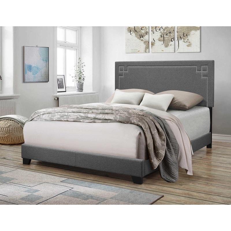 Contemporary Gray Upholstered King Size Bed By Homeroots