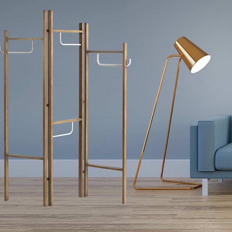 Contemporary Scandinavian Style Three Panel Room Divider Screen By Homeroots