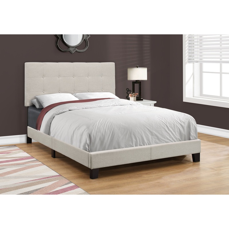 Full Size Beige Linen Bed By Homeroots