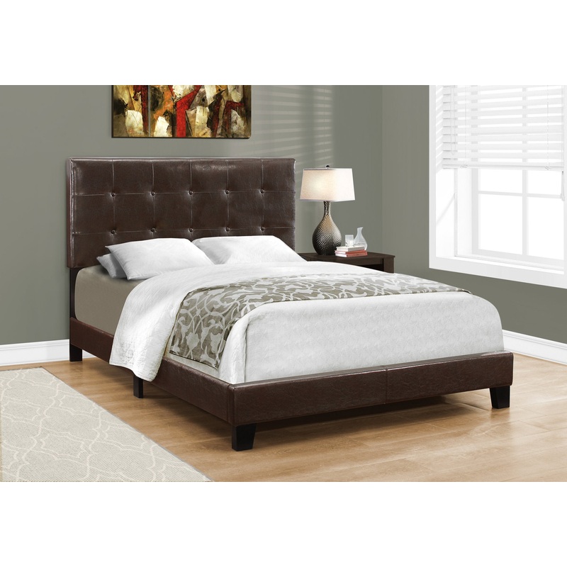 Full Size Dark Brown Leather Look Bed By Homeroots