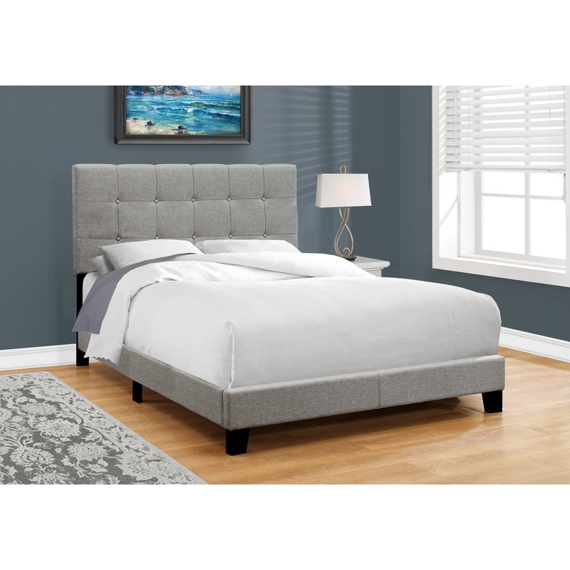 Full Size Grey Linen Bed By Homeroots