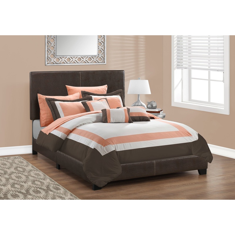 Full Size Rich Dark Brown Leather Look Bed By Homeroots