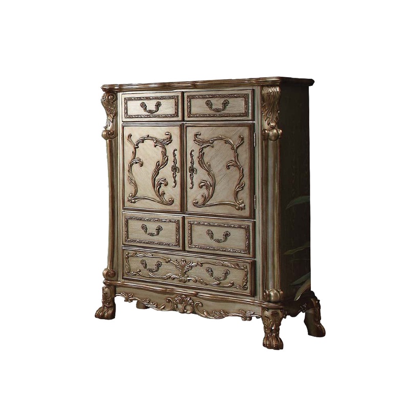 Gold Patina Bone Wood Poly Resin Chest By Homeroots