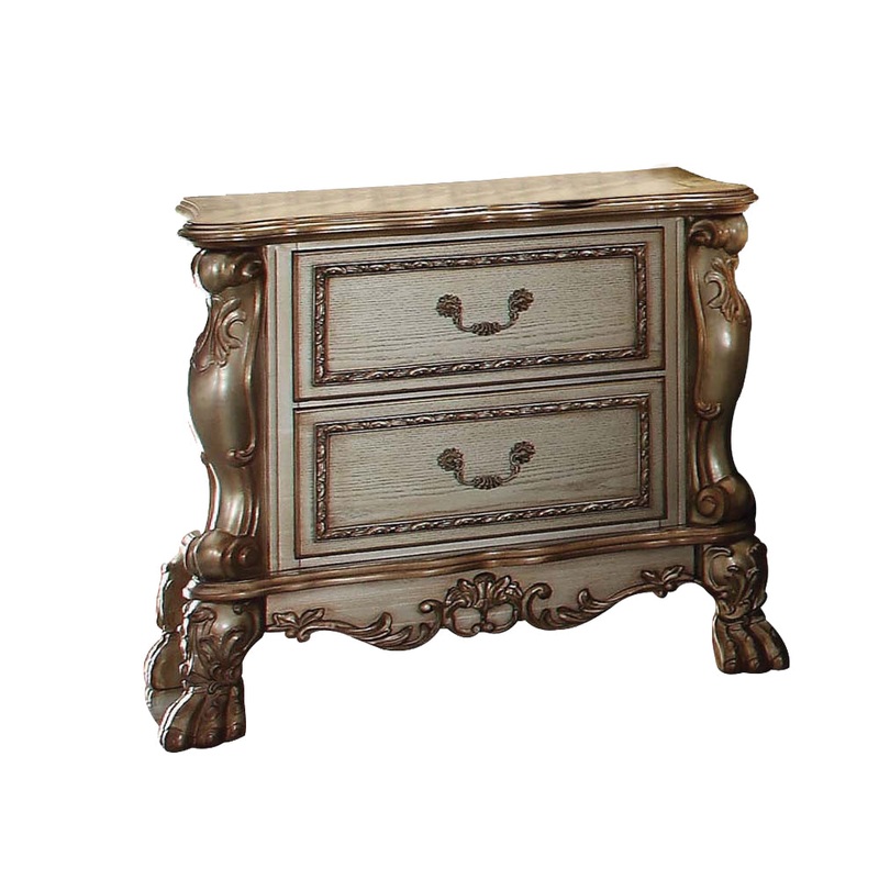 Gold Patina Bone Wood Poly Resin Nightstand By Homeroots