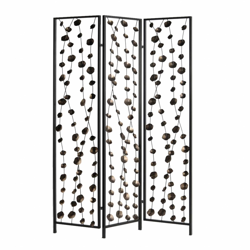 Gray And Bronze Metal Falling Blooms Screen By Homeroots