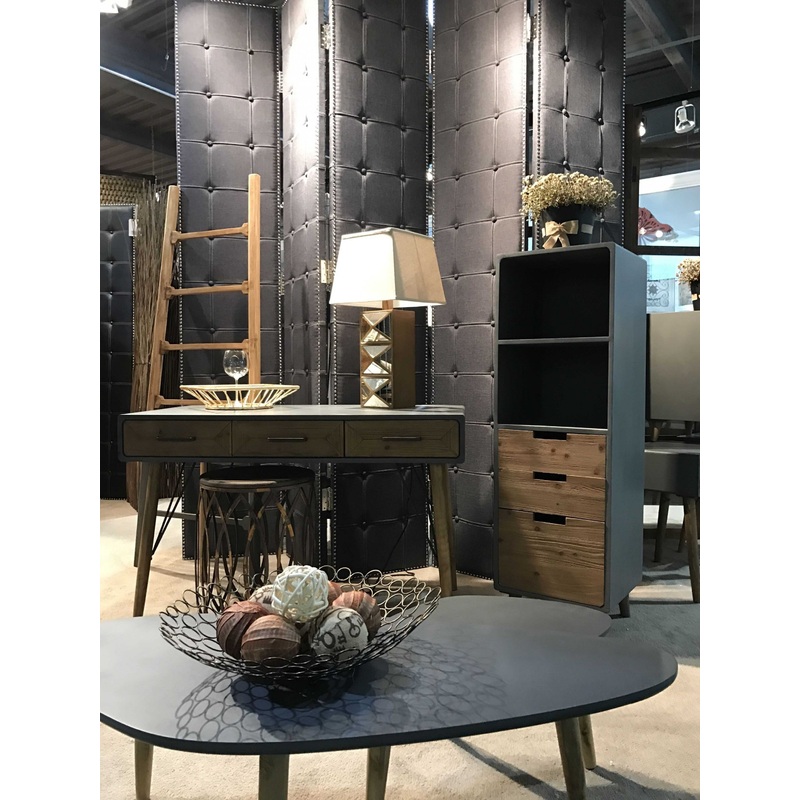 Gray Fabric And Wood Double Sided Screen By Homeroots