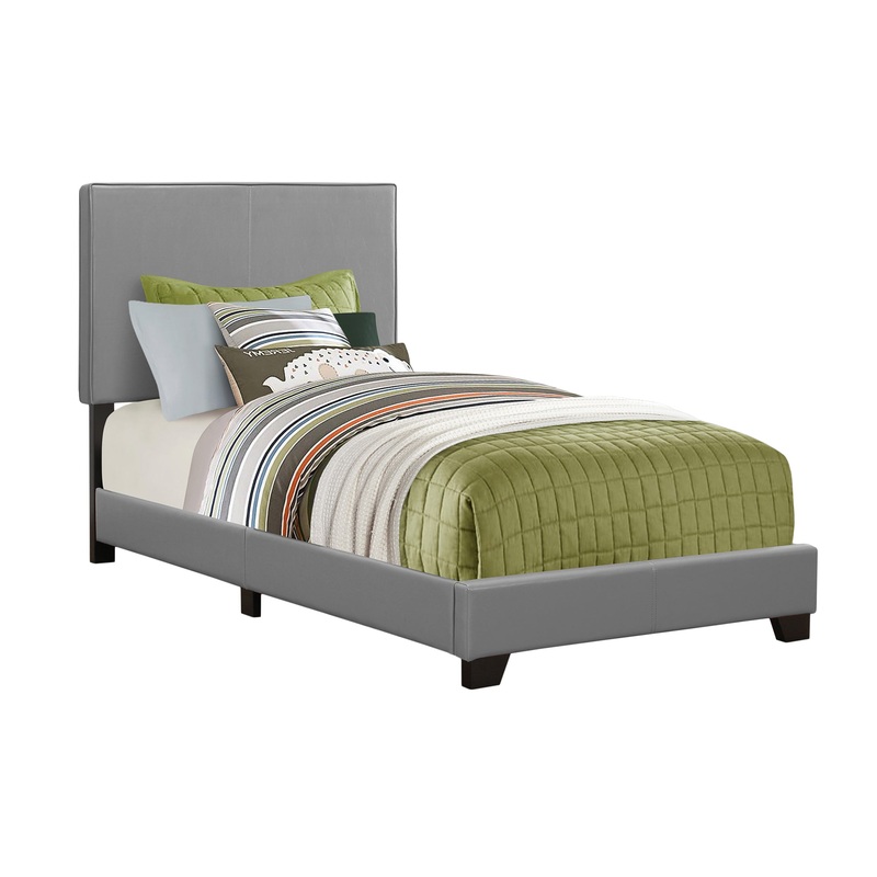 Grey Foam Solid Wood Leather Look Twin Size Bed By Homeroots