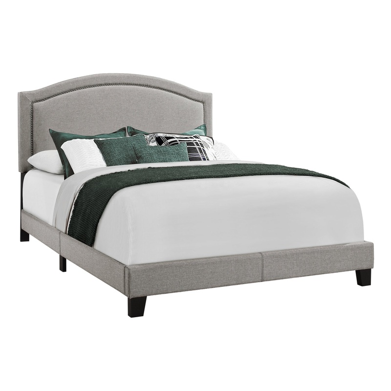 Grey Foam Solid Wood Linen Queen Size Bed By Homeroots - 333300