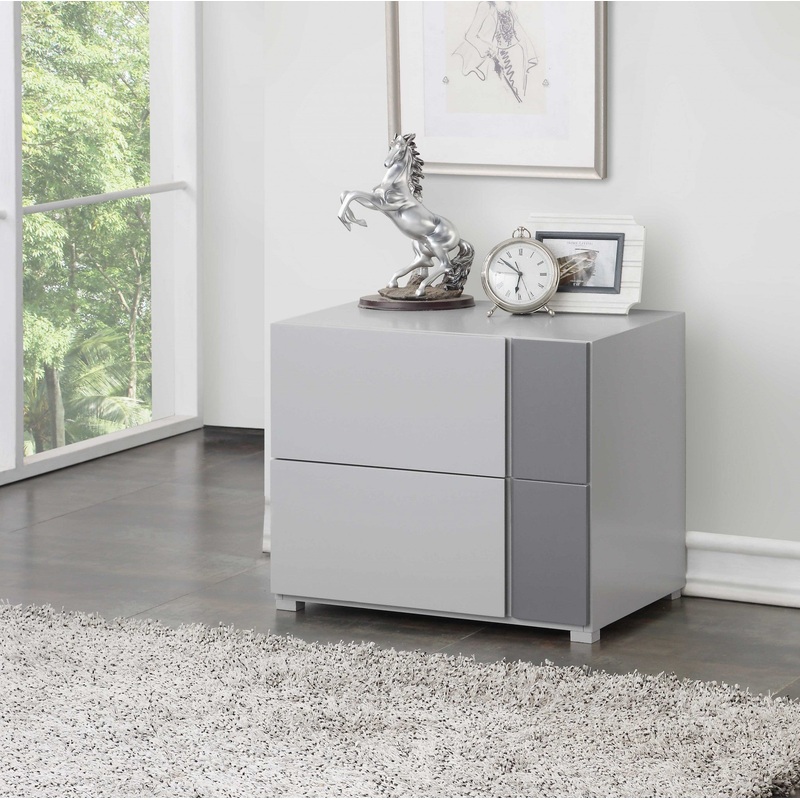 Light Grey And Dark Grey Nightstand By Homeroots