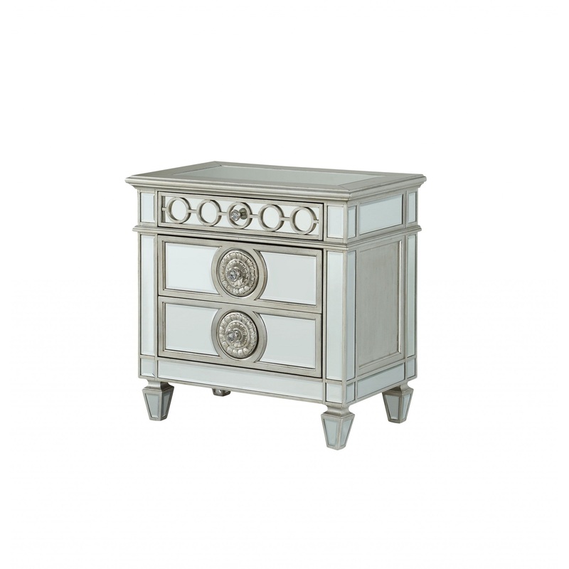 Mirrored Wood Nightstand By Homeroots