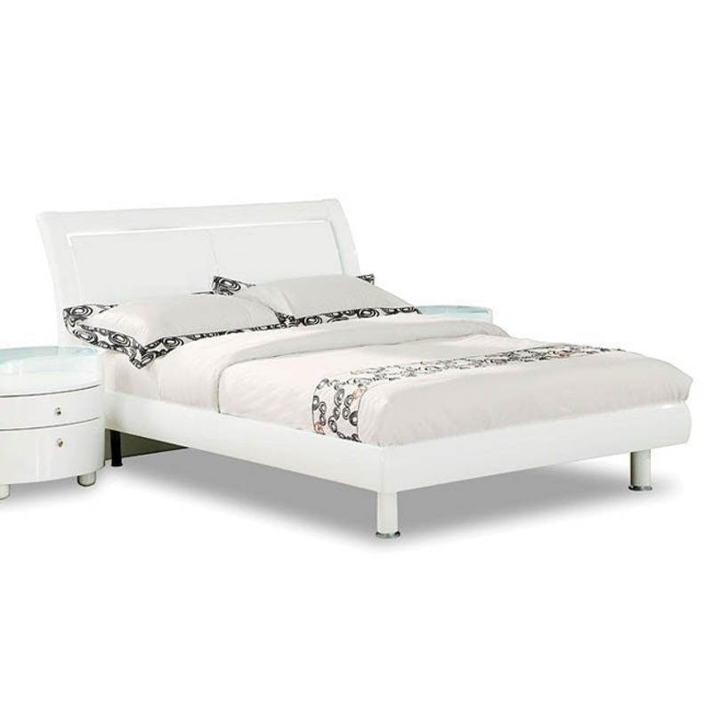 Modern California King White High Gloss Bed By Homeroots - 343977