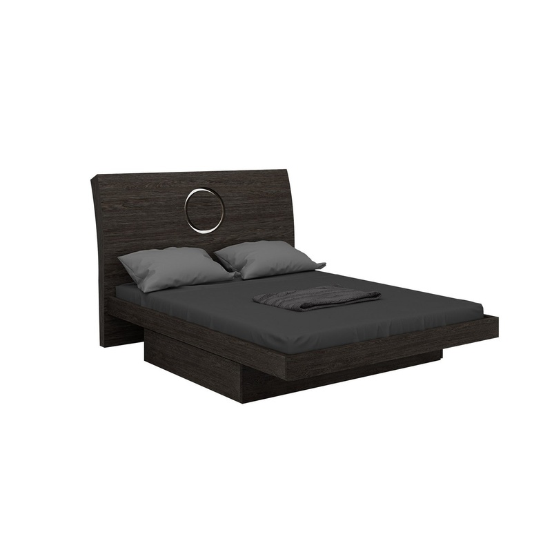 Modern Eastern King Gray High Gloss Bed By Homeroots
