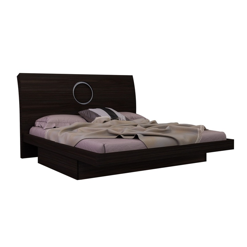 Modern Eastern King Wenge High Gloss Bed By Homeroots - 343918