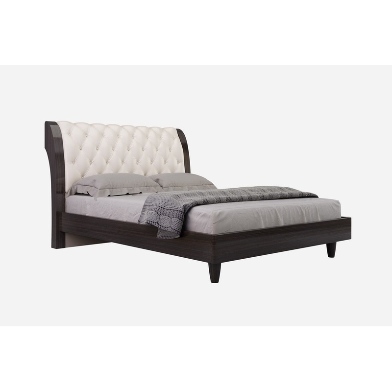 Modern Queen Beige High Gloss Bed By Homeroots