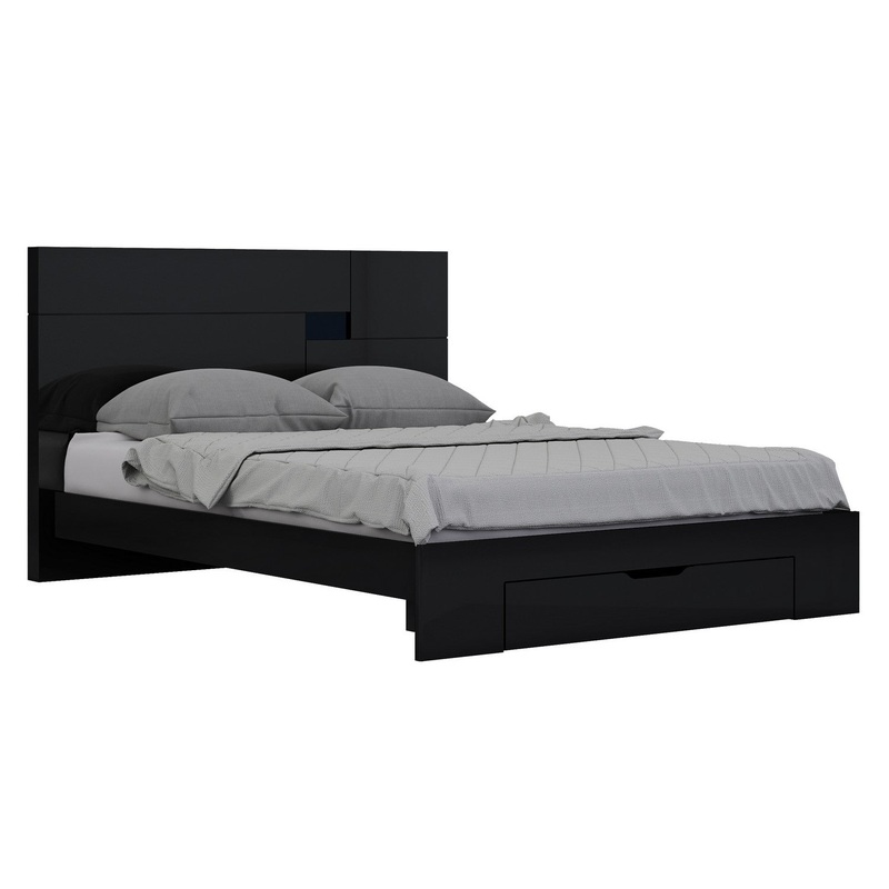 Modern Queen Black High Gloss Bed By Homeroots