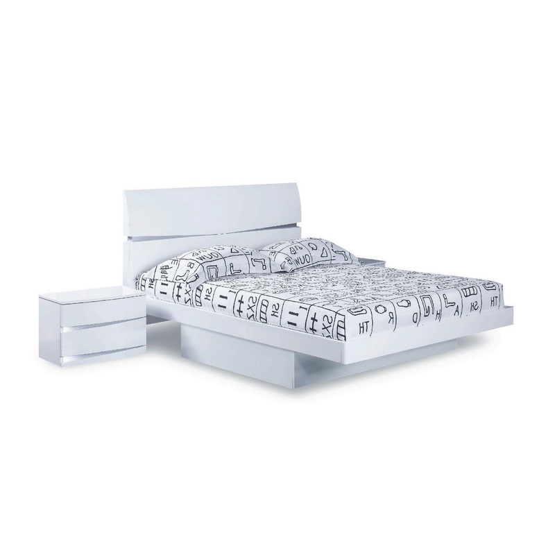 Modern Queen White High Gloss Bed By Homeroots - 343938