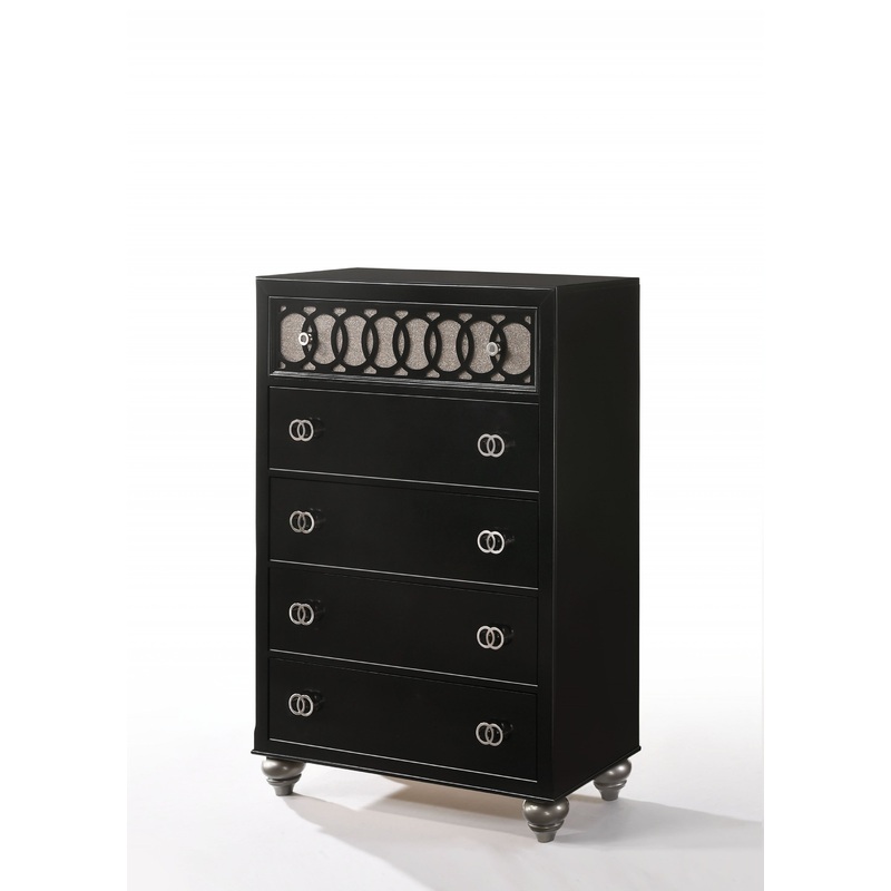 Nickel Brushed And Black Wood Chest By Homeroots